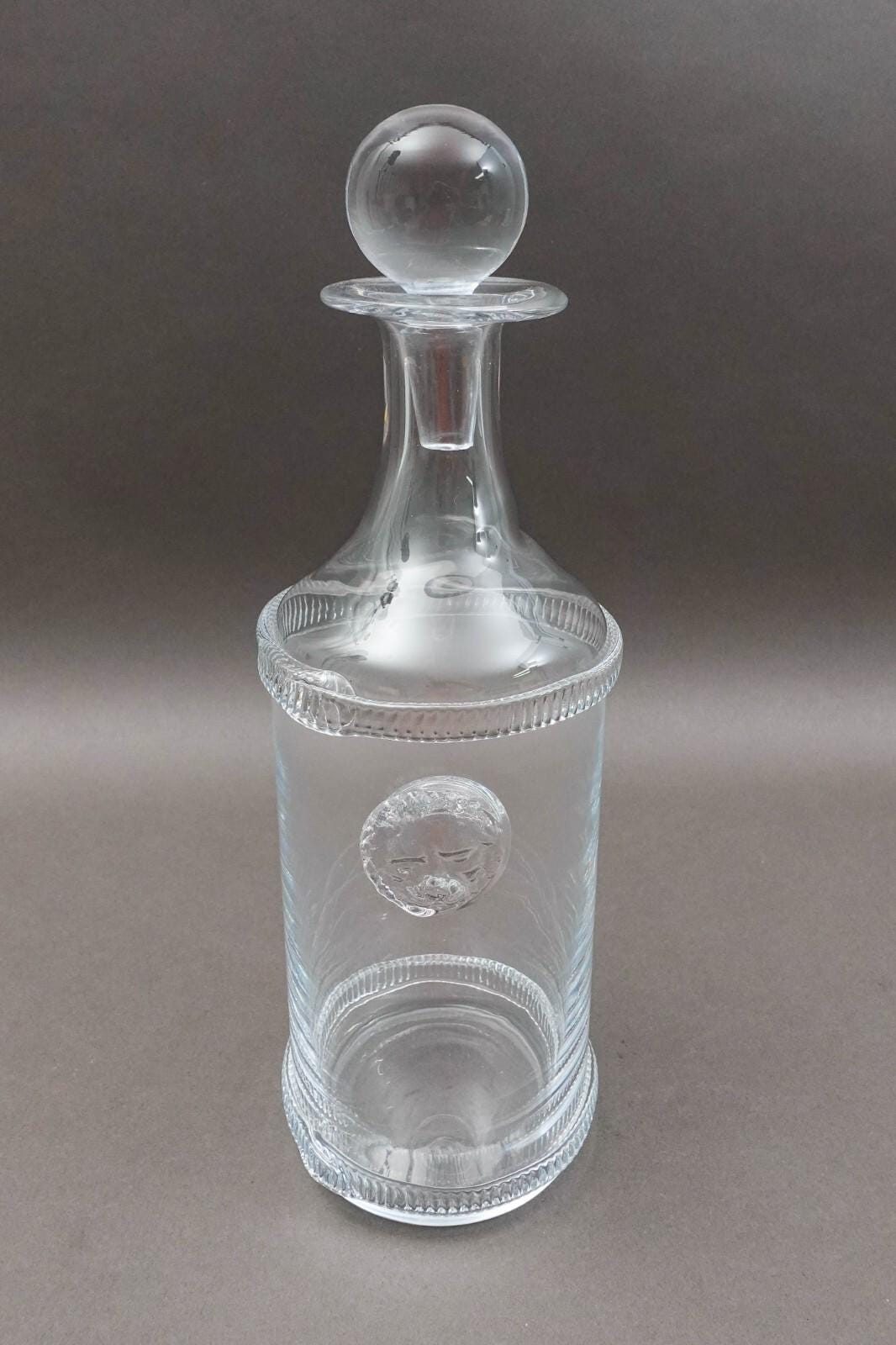 Global Views Leo Lion Head Tall Barware Glass Decanter With Stopper