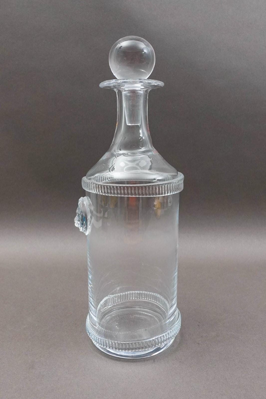 Global Views Leo Lion Head Tall Barware Glass Decanter With Stopper