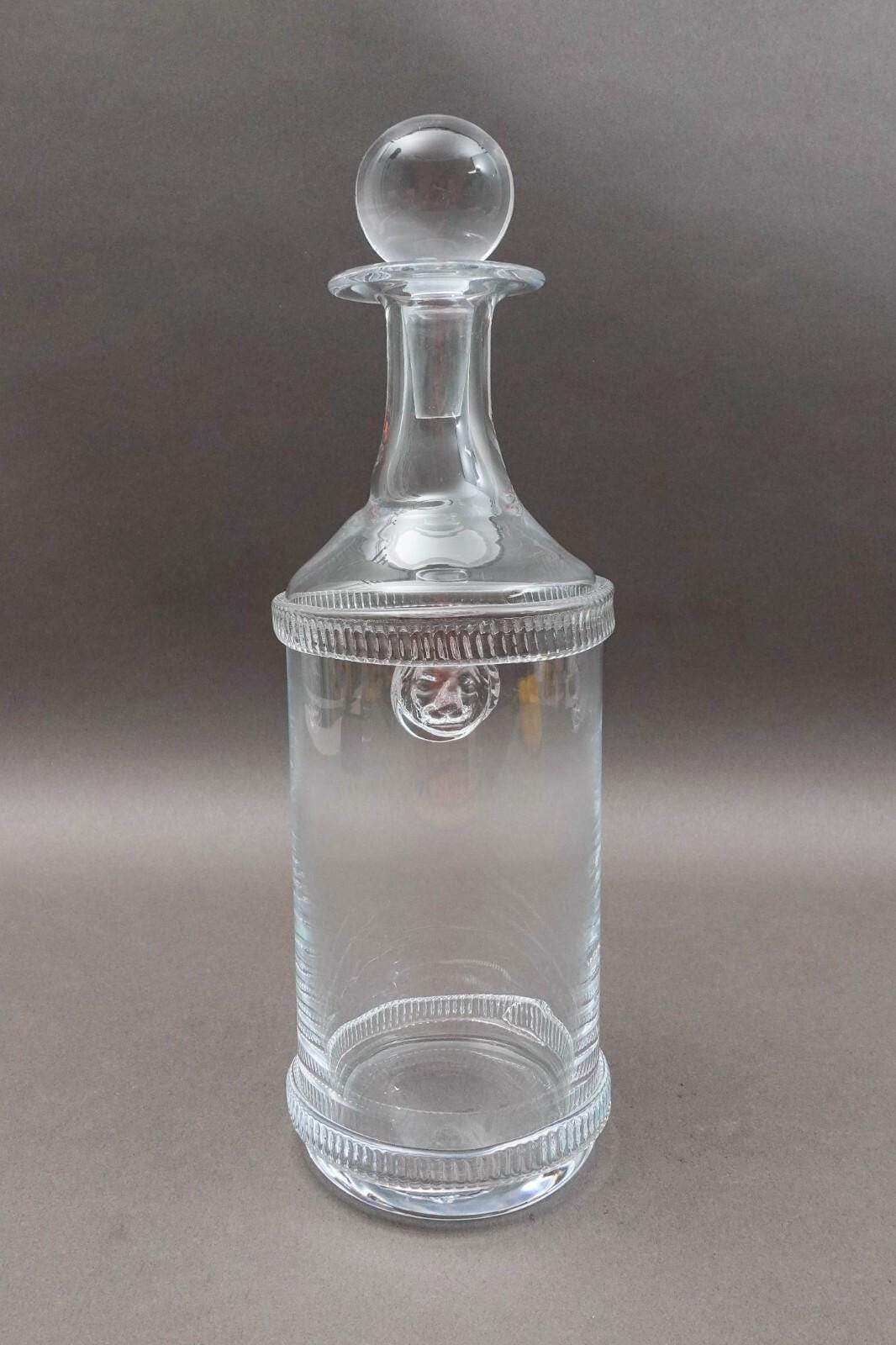 Global Views Leo Lion Head Tall Barware Glass Decanter With Stopper