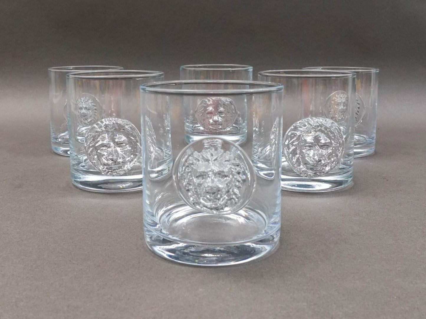 Global Views Leo Lion Head Double Old Fashioned Tumbler Glasses Set Of 6