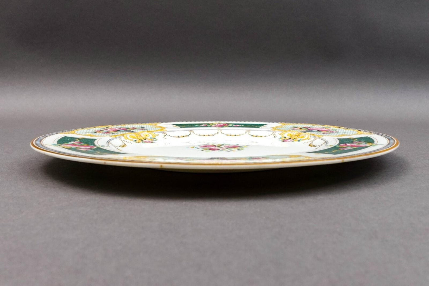 Royal Worcester C2115 Green Pink Roses Porcelain Dinner Plates Set Of 6 (Read)