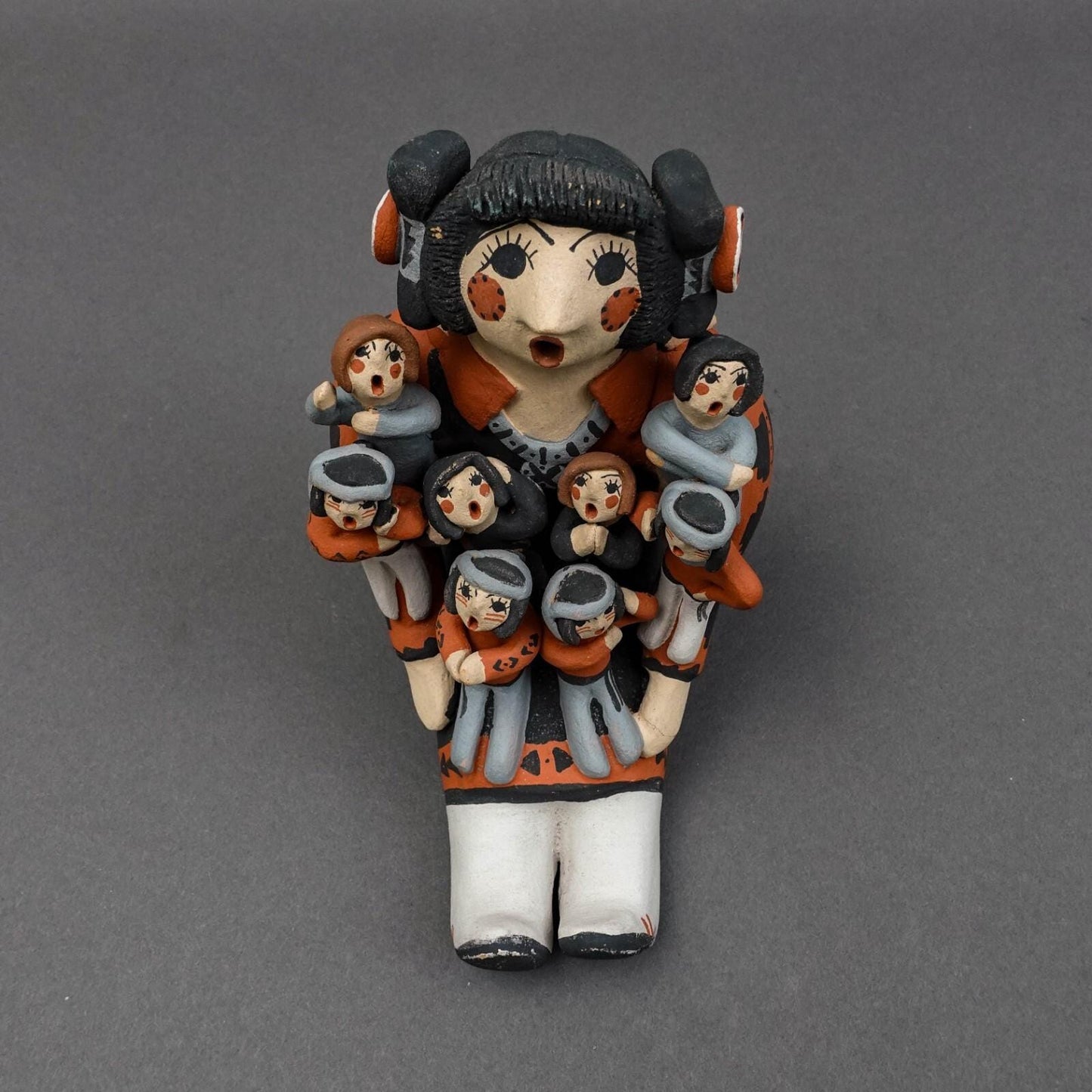 Chris Fragua Jemez Pueblo Storyteller 8 Children Pottery Sculpture Figure (Read)