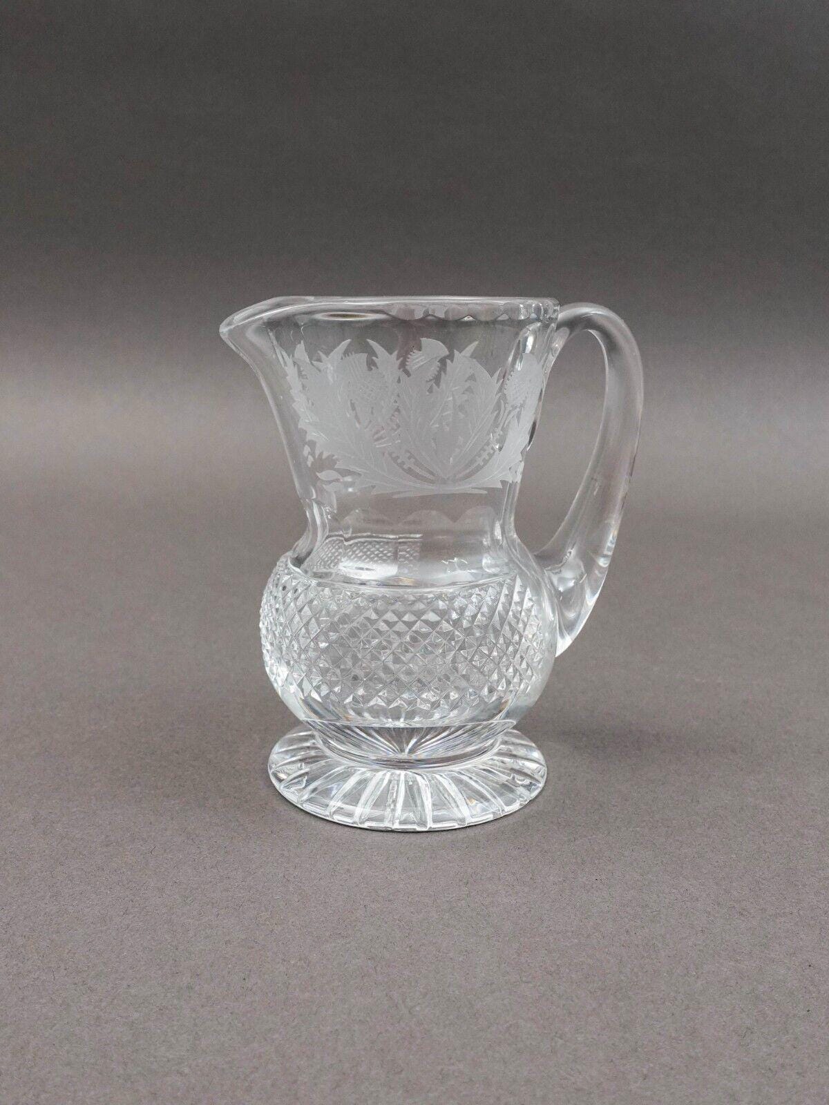 Edinburgh Signed Scotland Crystal Thistle 4" Creamer Jug Pitcher