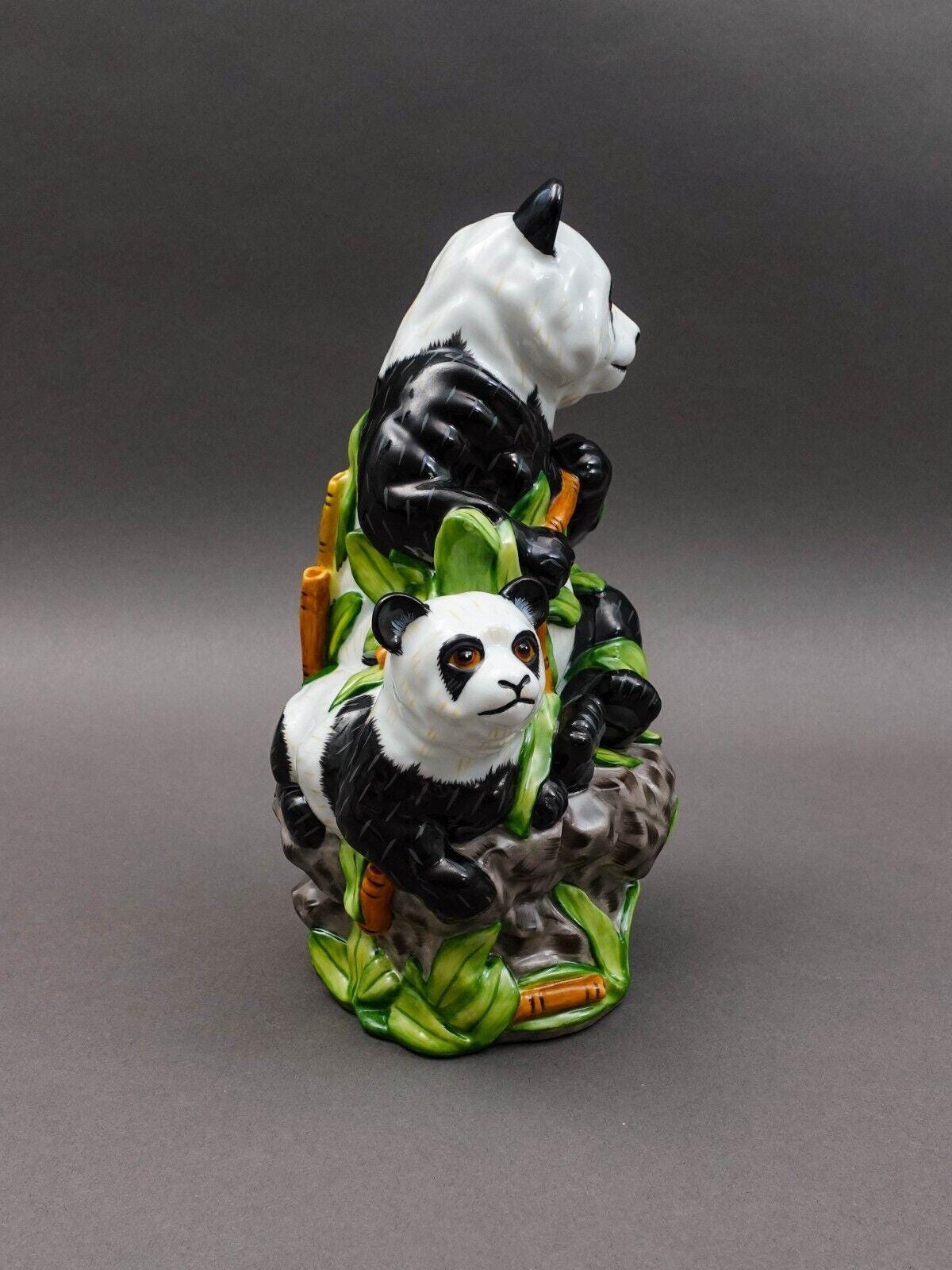 Lynn Chase Panda Bear Mother & Cub Bamboo Tree Porcelain Figurine 9 5/8" LE #155