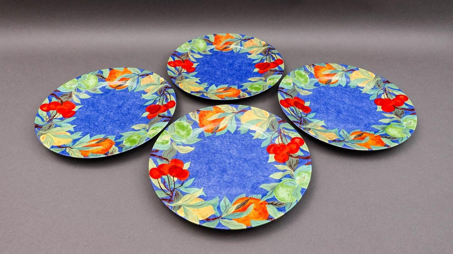 Laure Japy Paris Limoges Jardin Bleu Fruit 11.75" Charger Service Plate Set Of 4