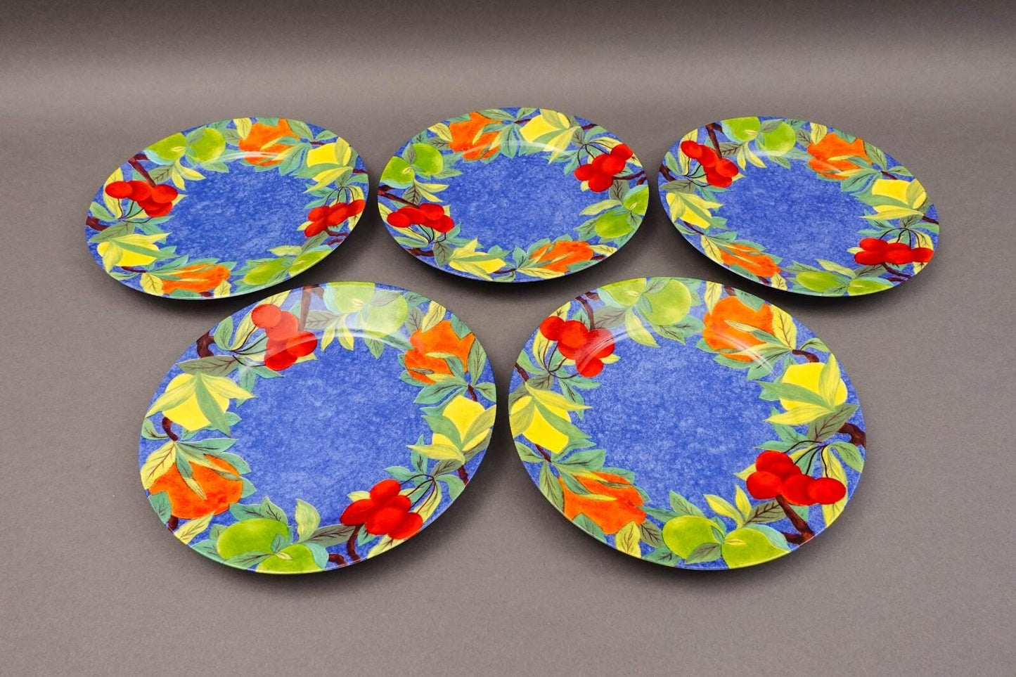 Laure Japy Paris Limoges Jardin Bleu Fruit 8 3/4" Salad Dessert Plates Set Of 3