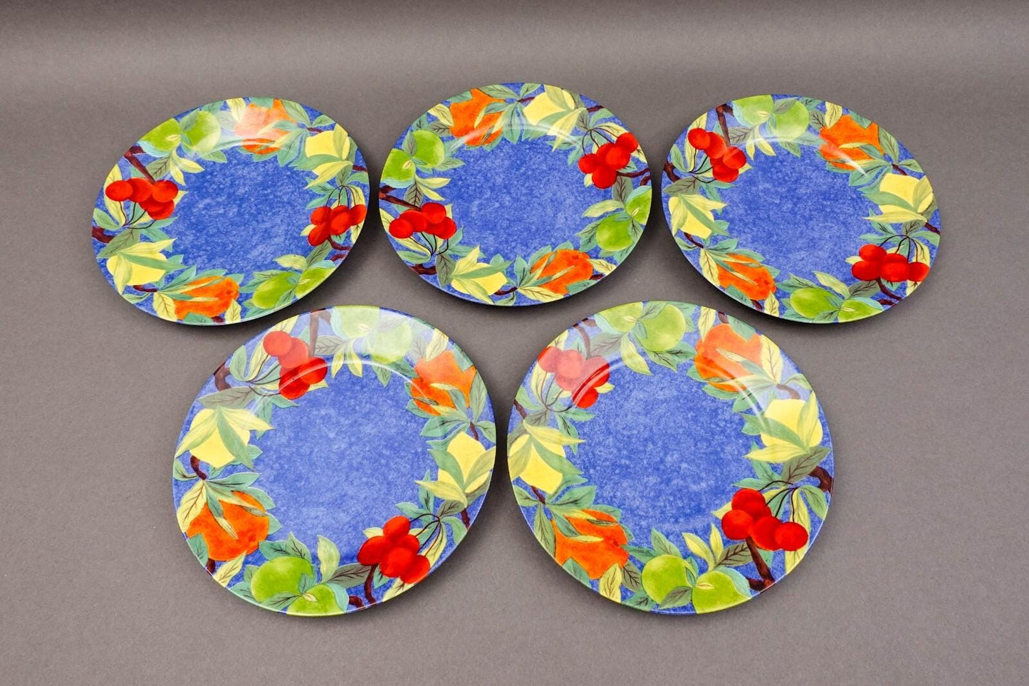 Laure Japy Paris Limoges Jardin Bleu Fruit 8 3/4" Salad Dessert Plates Set Of 3