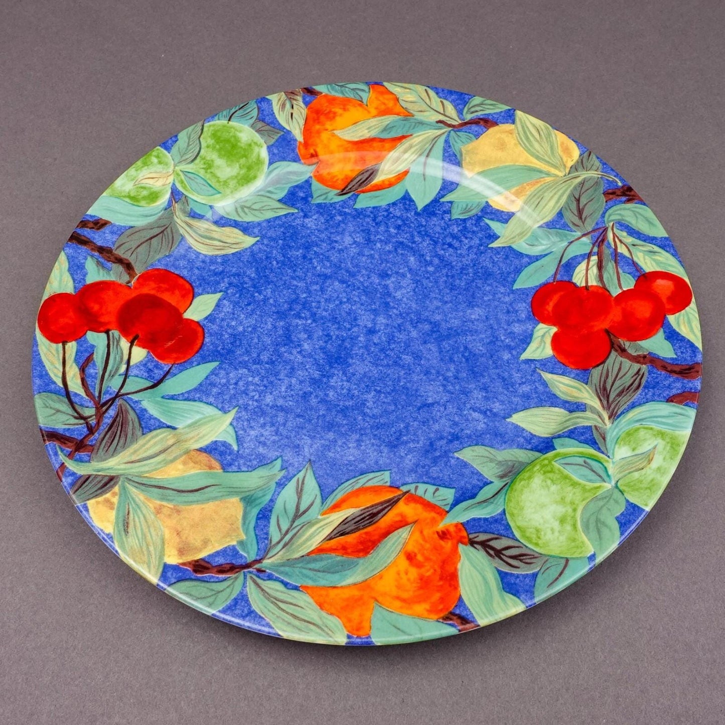 Laure Japy Paris Limoges Jardin Bleu Fruit 11.75" Charger Service Plate Set Of 4