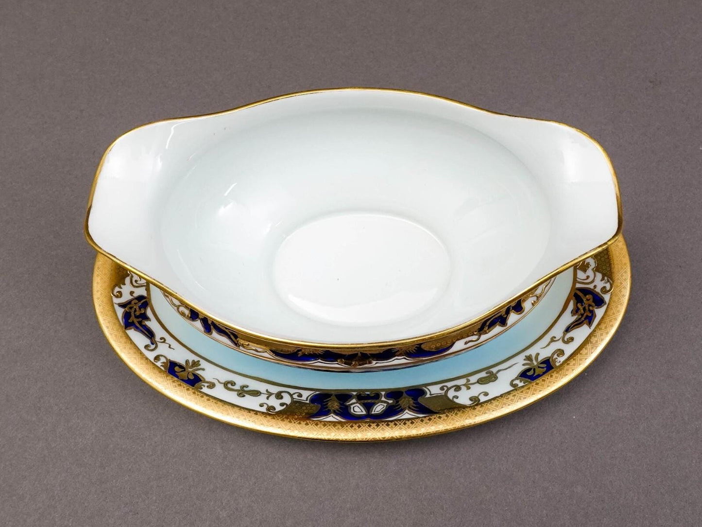 Noritake Japan Hand Painted Fish Trout Gravy Sauce Boat & Attached Underplate