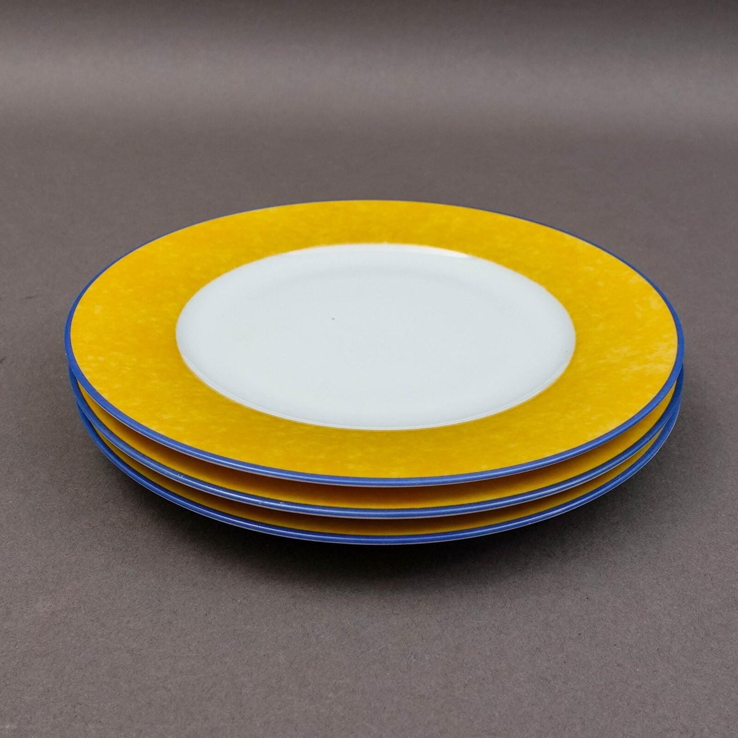 Laure Japy Paris Giverny Yellow Blue Trim 7 1/8" Bread & Butter Plate Set Of 3