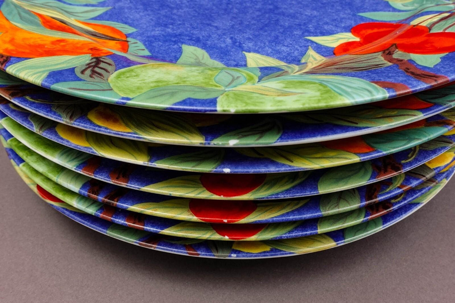 Laure Japy Paris Jardin Bleu Fruit 11 3/4" Charger Service Plate Set Of 4 (Read)
