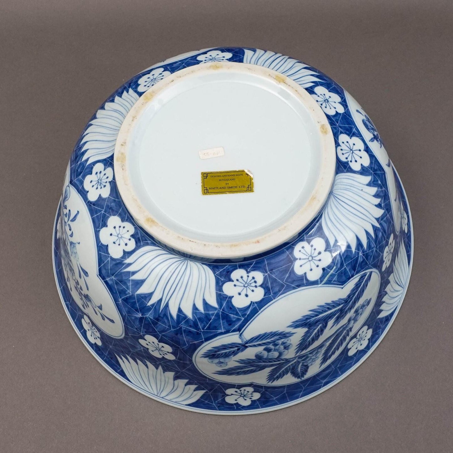 Maitland Smith Large Chinoiserie Blue & White Porcelain Centerpiece Bowl 14 1/2"