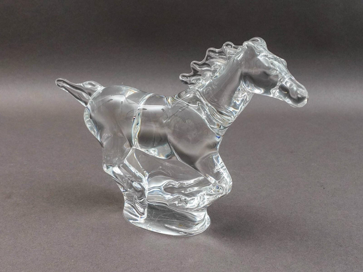 Steuben Crystal Signed Peter Drobny Full Gallop Horse Glass Figurine Sculpture