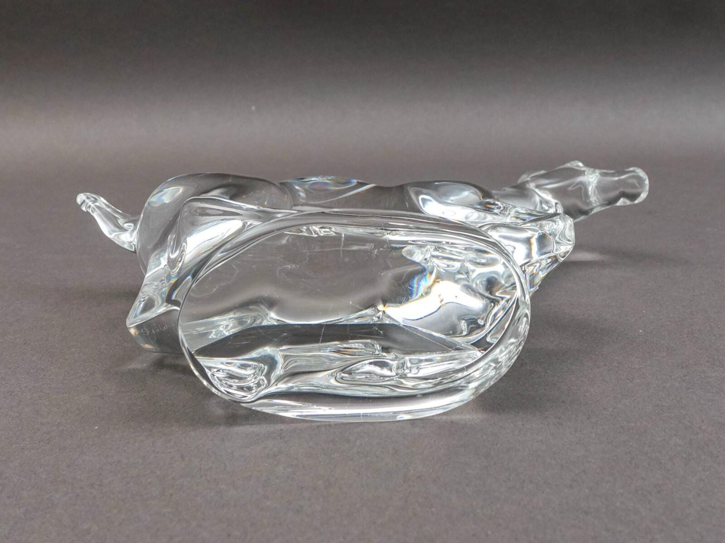 Steuben Crystal Signed Peter Drobny Full Gallop Horse Glass Figurine Sculpture