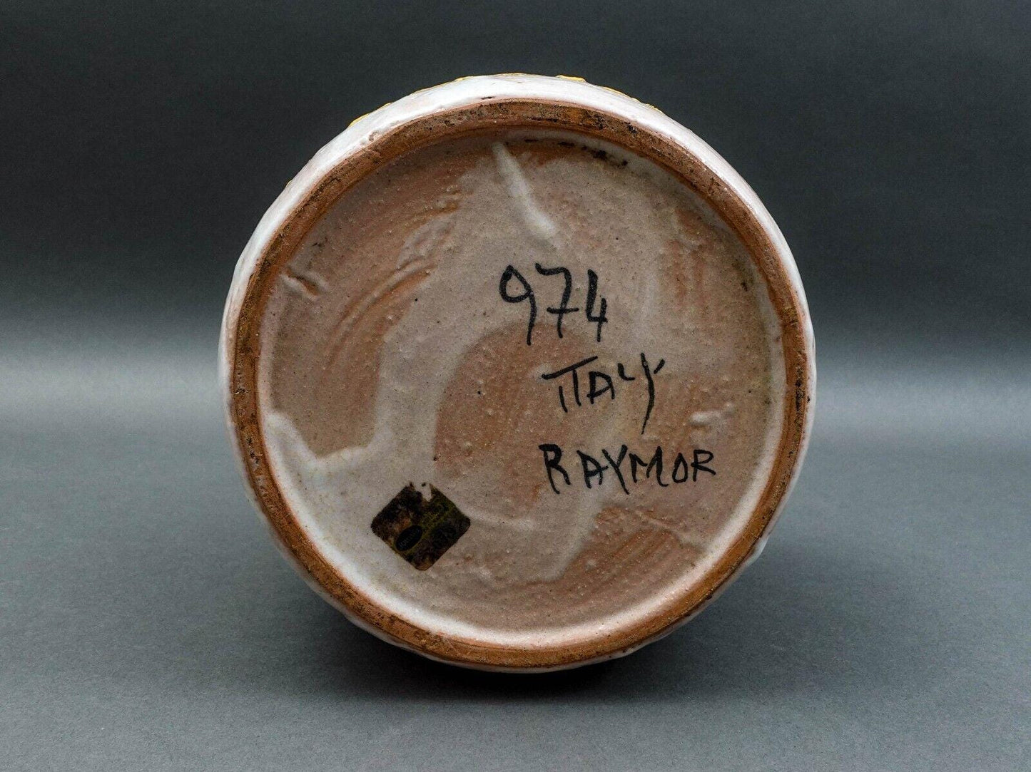 Raymor ARN Italy Mid Century Modern Lava Volcanic Glazed Pottery Jug Vase (Read)
