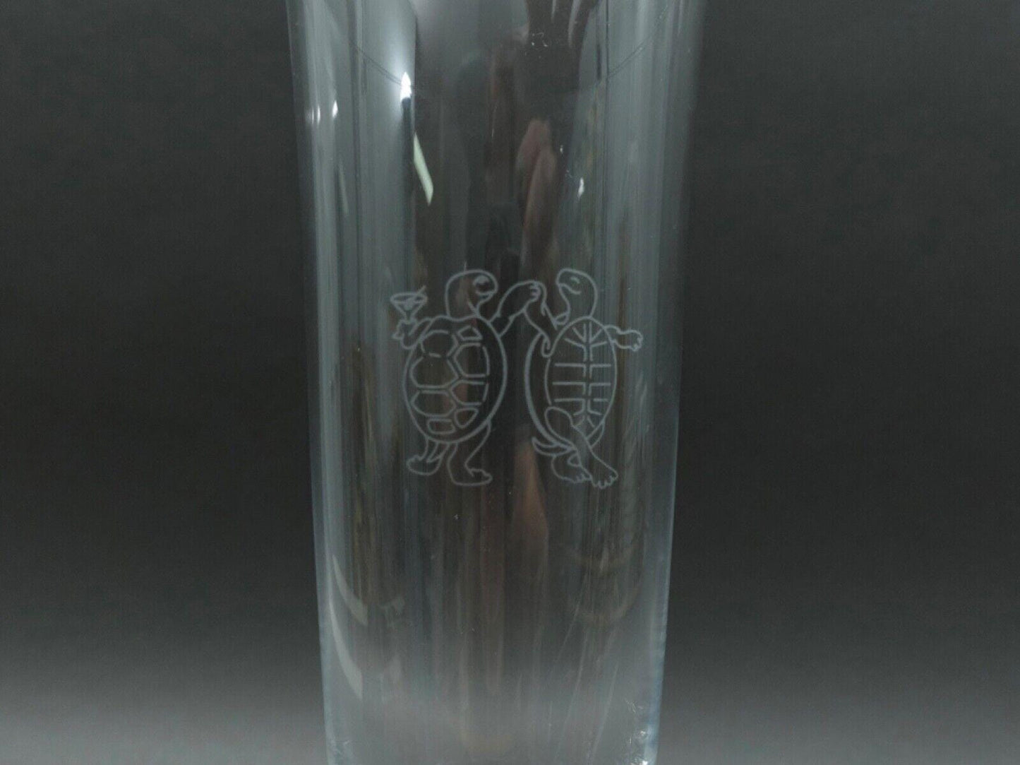 Tiffany & Co Signed Turtle Hare Rabbit Fluted Champagne Crystal Glass Set Of 2