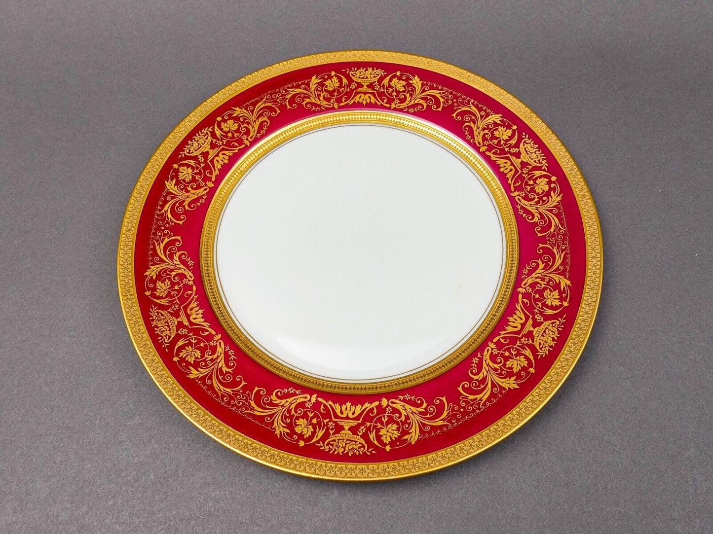Puls Czech Fuchsia Gold Encrusted Porcelain 10 3/4" Dinner Plate Set Of 5