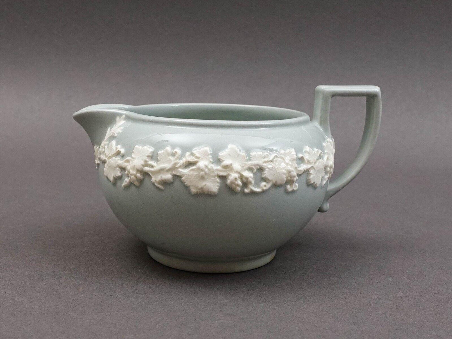 Wedgwood England Vintage Embossed Queensware Cream On Gray Creamer Rare