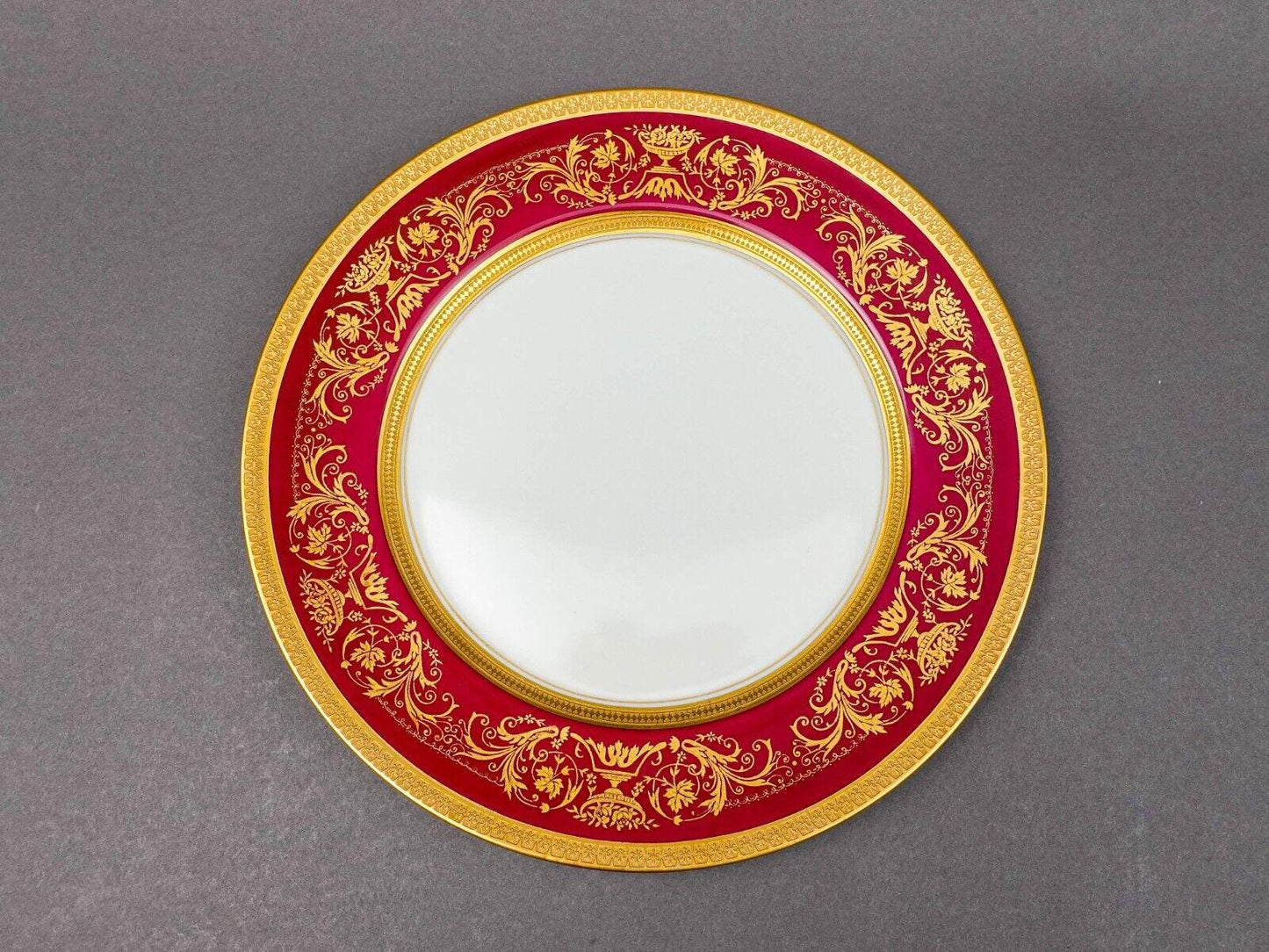 Puls Czech Fuchsia Gold Encrusted Porcelain 10 3/4" Dinner Plate Set Of 5