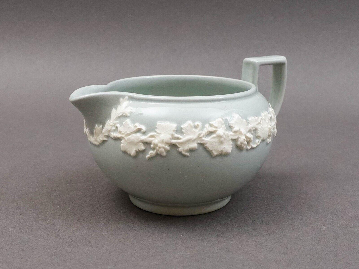 Wedgwood England Vintage Embossed Queensware Cream On Gray Creamer Rare