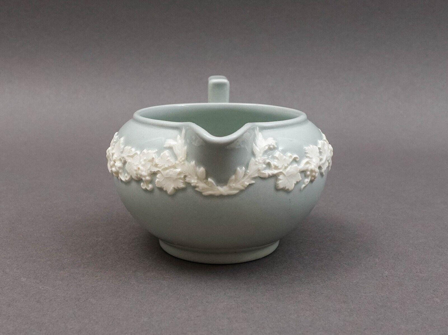 Wedgwood England Vintage Embossed Queensware Cream On Gray Creamer Rare