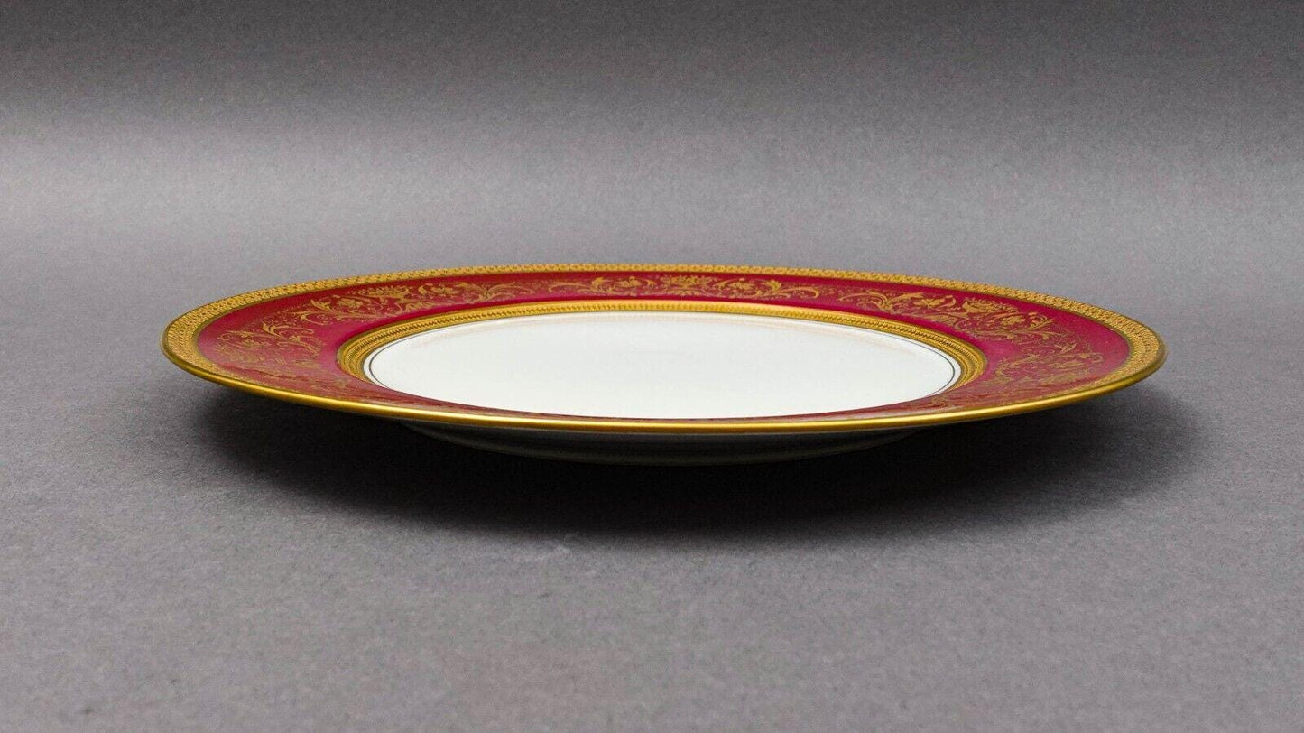 Puls Czech Fuchsia Gold Encrusted Porcelain 10 3/4" Dinner Plate Set Of 5