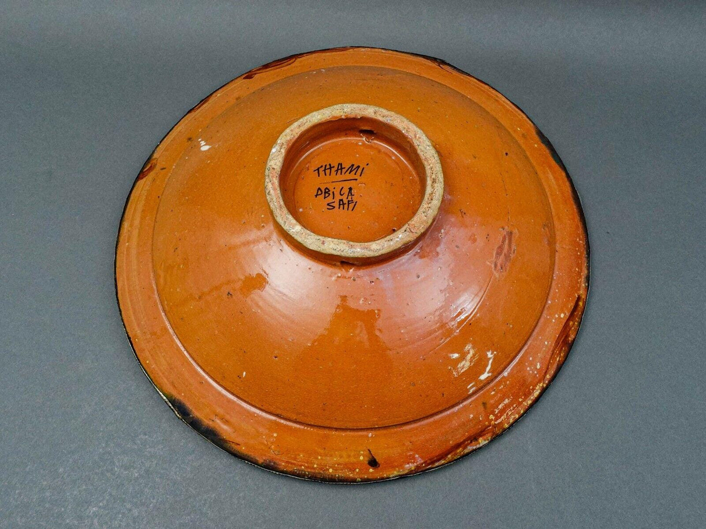 Safi Signed Large Morrocan Fez Nickel-Silver Filgree Enamel Art Pottery Bowl 16"
