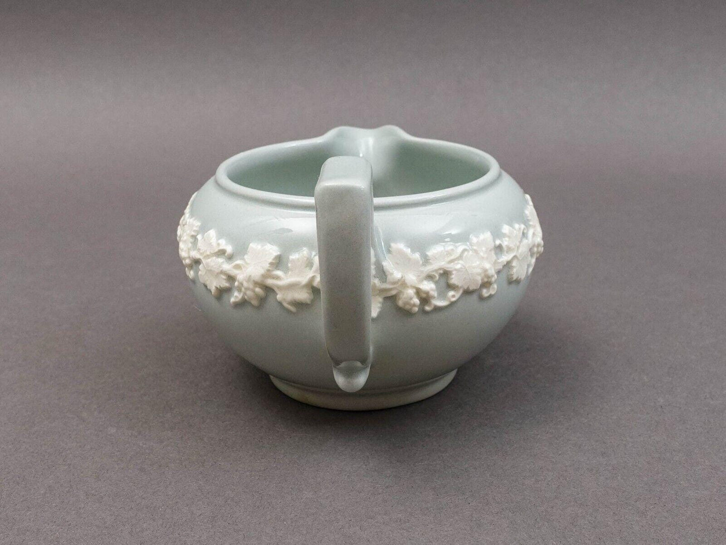 Wedgwood England Vintage Embossed Queensware Cream On Gray Creamer Rare