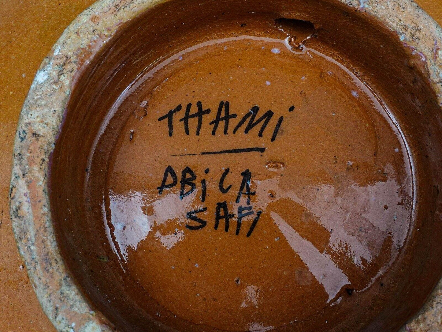 Safi Signed Large Morrocan Fez Nickel-Silver Filgree Enamel Art Pottery Bowl 16"