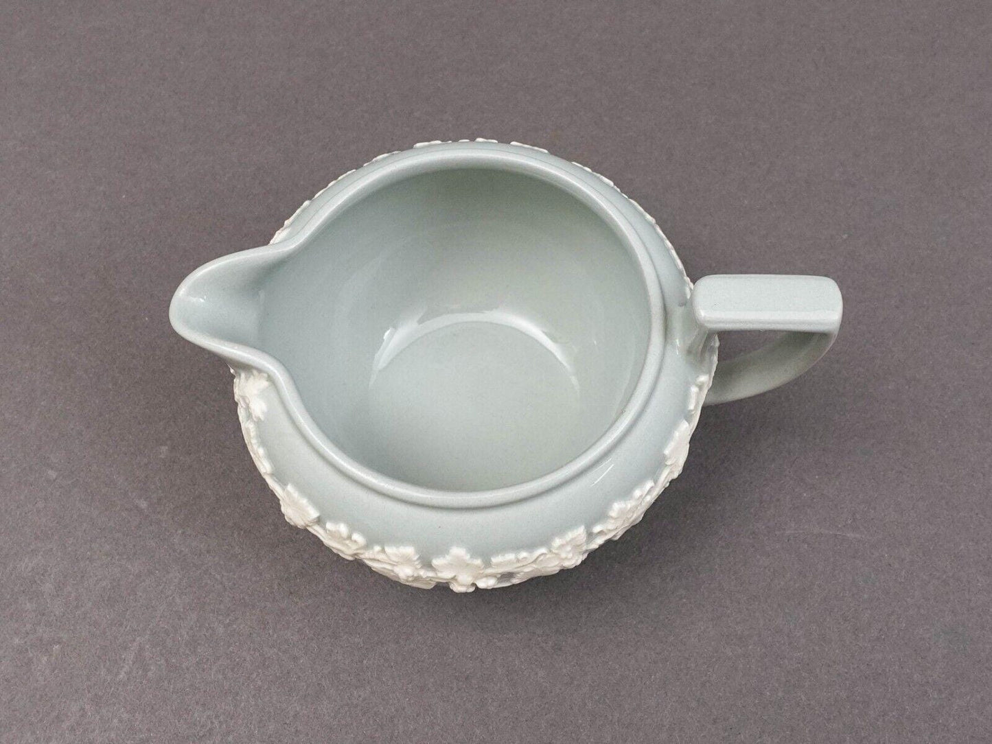 Wedgwood England Vintage Embossed Queensware Cream On Gray Creamer Rare