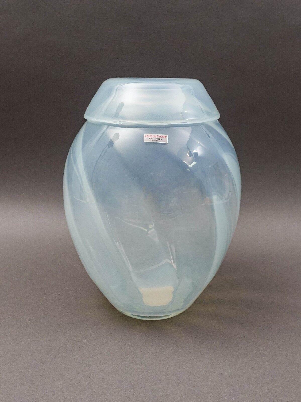 Waterford Evolution Large Optic Opal Opalescent Art Glass 12" Vase
