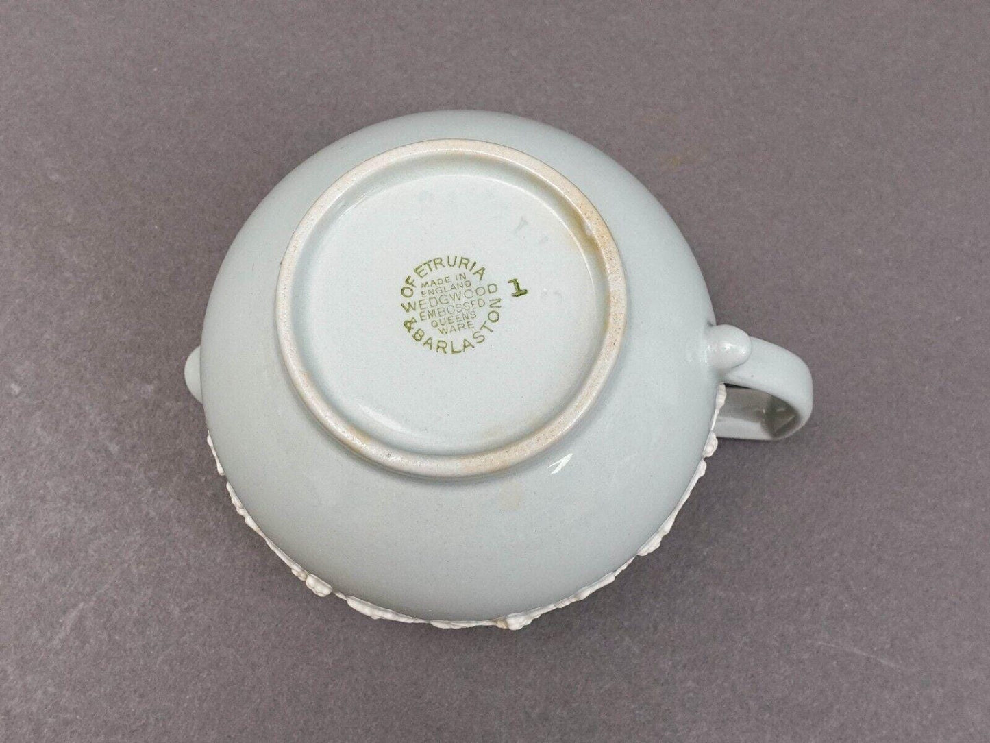 Wedgwood England Vintage Embossed Queensware Cream On Gray Creamer Rare