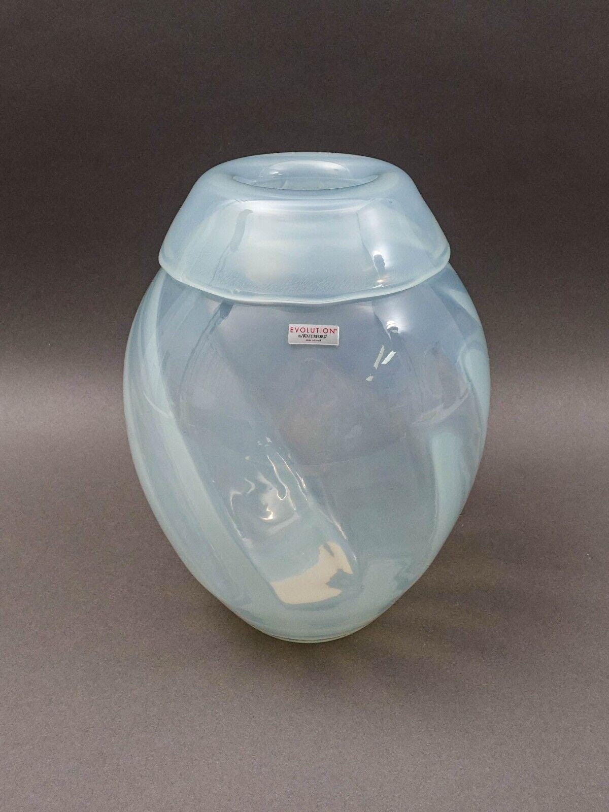 Waterford Evolution Large Optic Opal Opalescent Art Glass 12" Vase