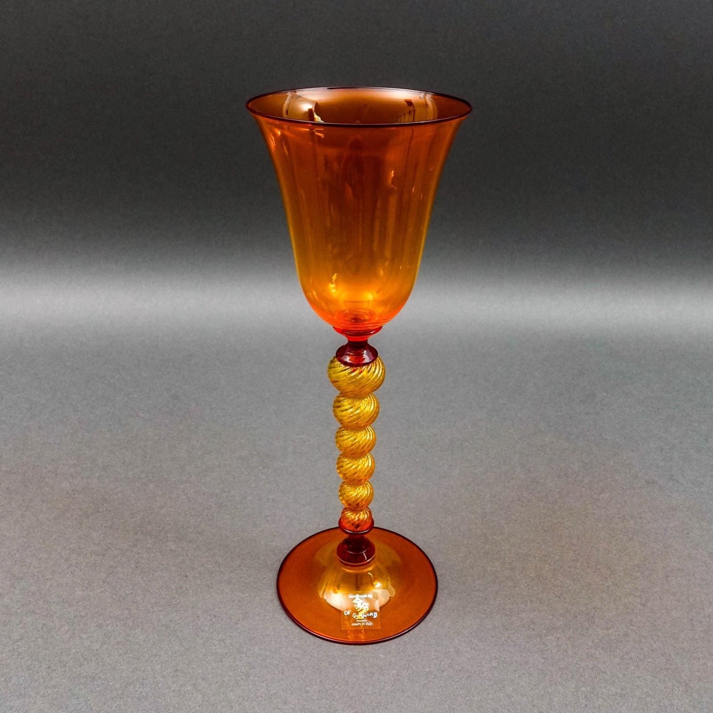 DF Glassworks Murano Italy Davide Fuin Hand Blown Art Glass Goblet Chalice Flute