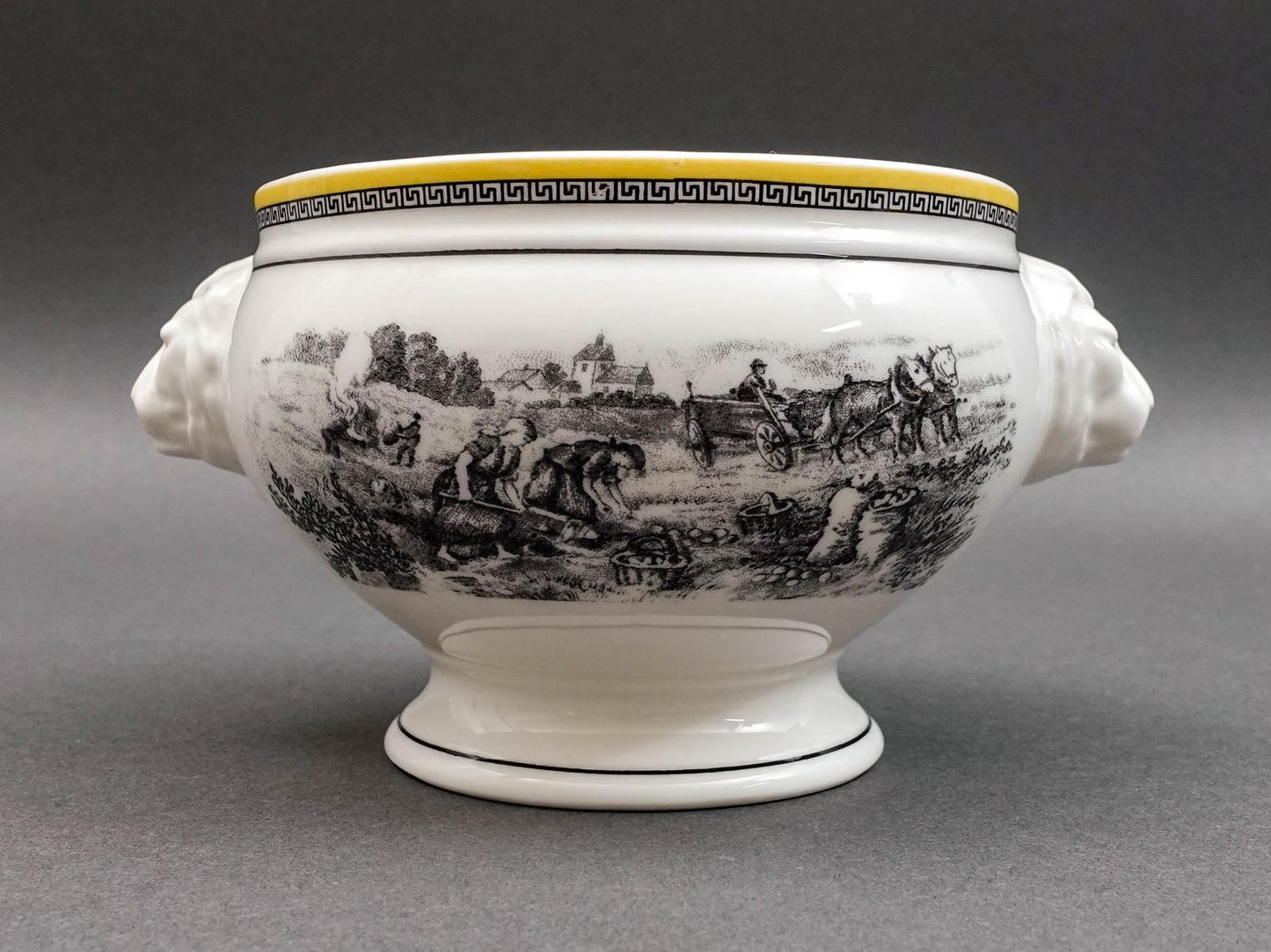 Villeroy & Boch Germany Audun Ferme Lion Head Handled Porcelain Soup Bowl