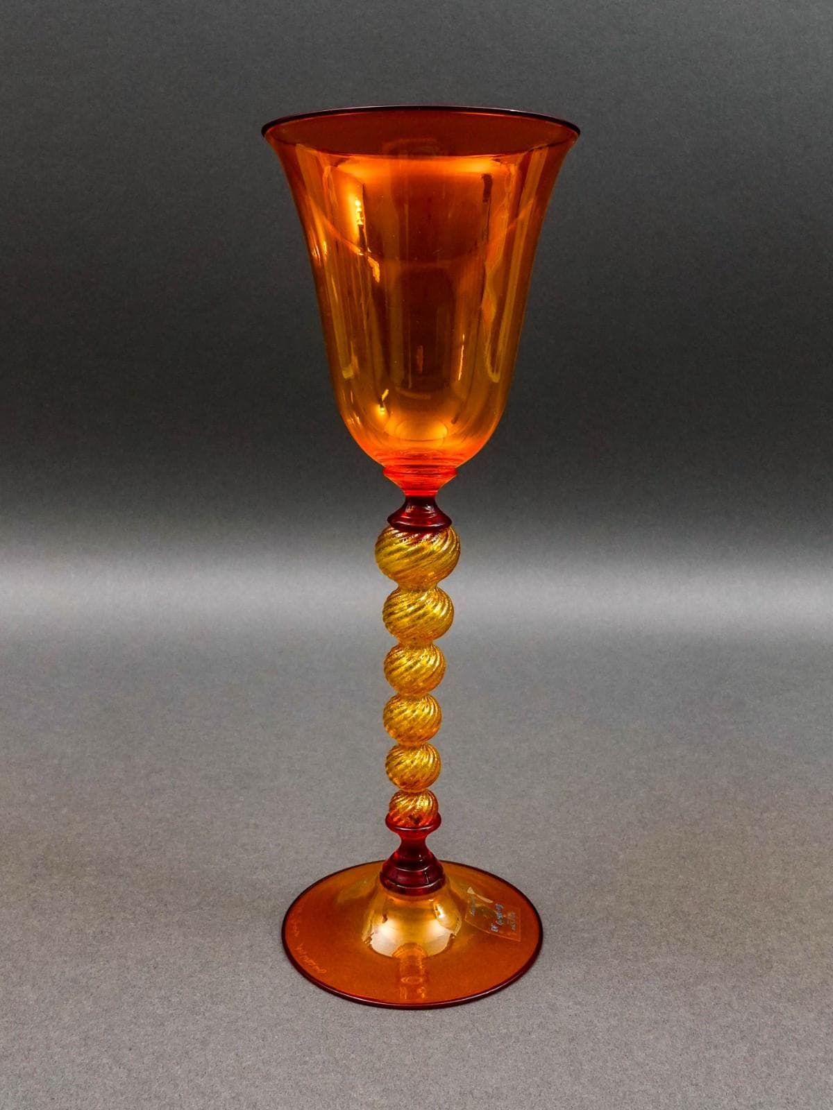 DF Glassworks Murano Italy Davide Fuin Hand Blown Art Glass Goblet Chalice Flute