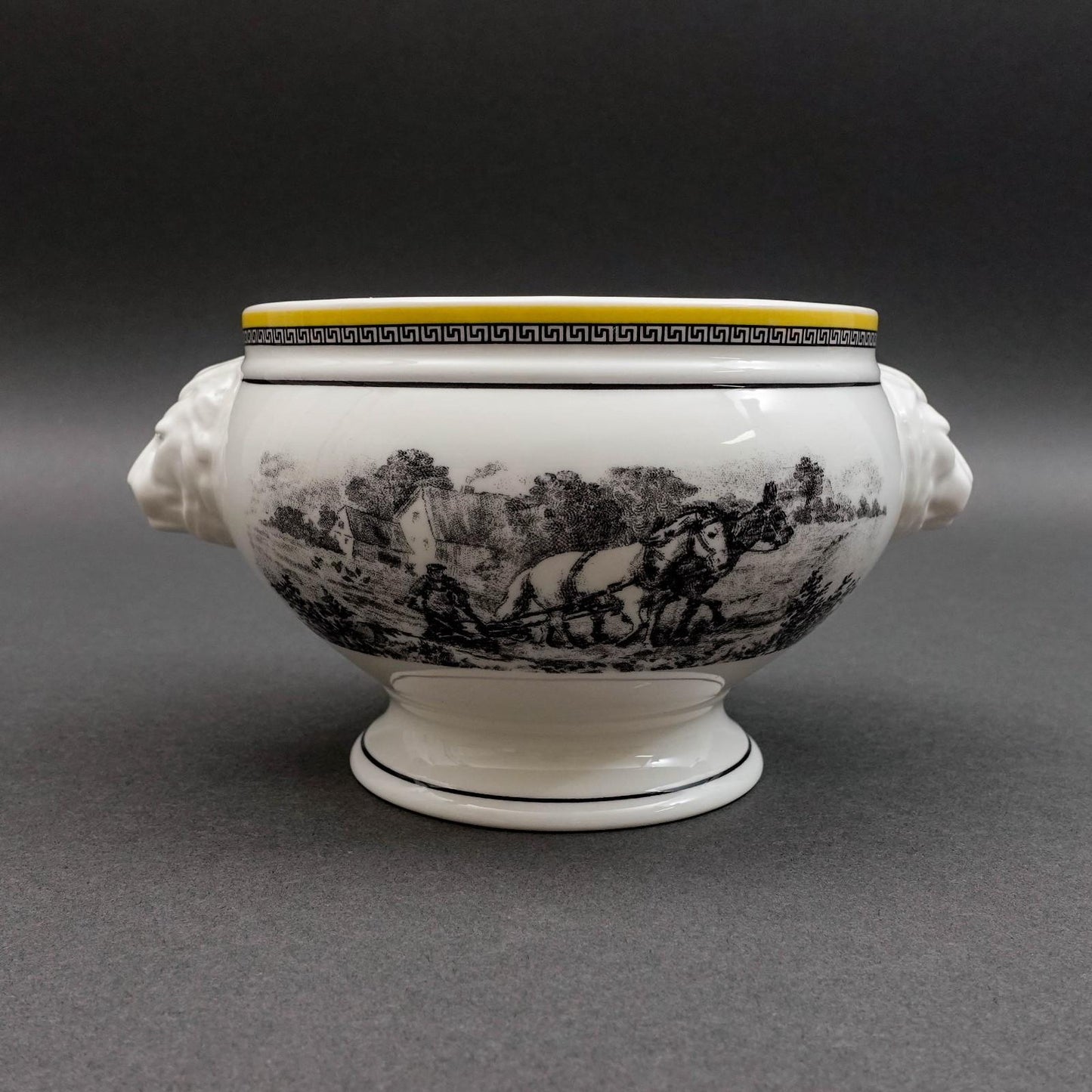 Villeroy & Boch Germany Audun Ferme Lion Head Handled Porcelain Soup Bowl