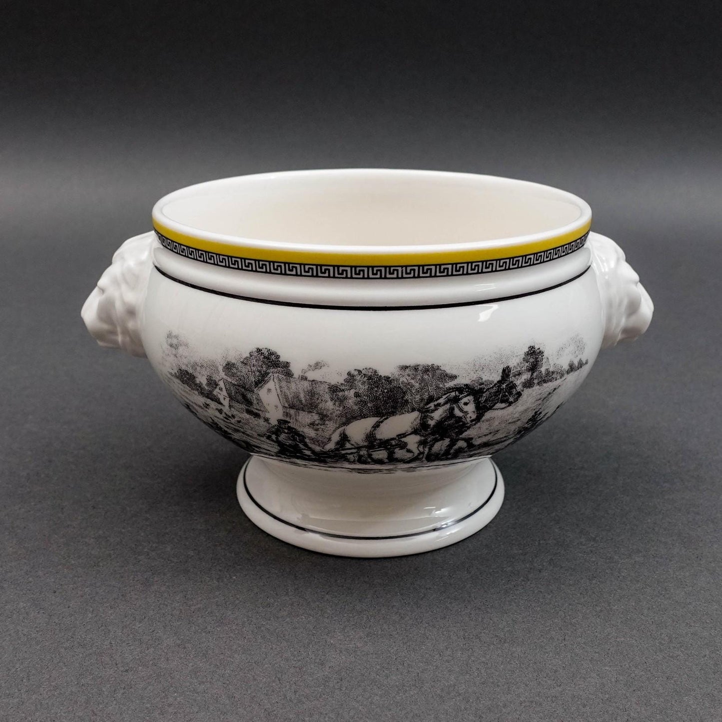 Villeroy & Boch Germany Audun Ferme Lion Head Handled Porcelain Soup Bowl