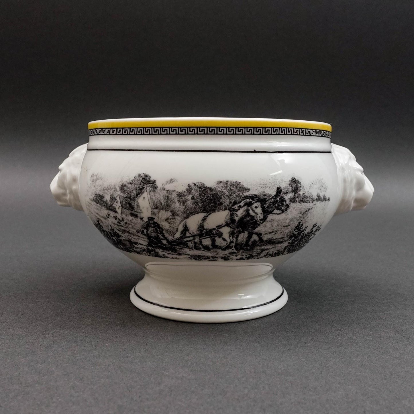 Villeroy & Boch Germany Audun Ferme Lion Head Handled Porcelain Soup Bowl