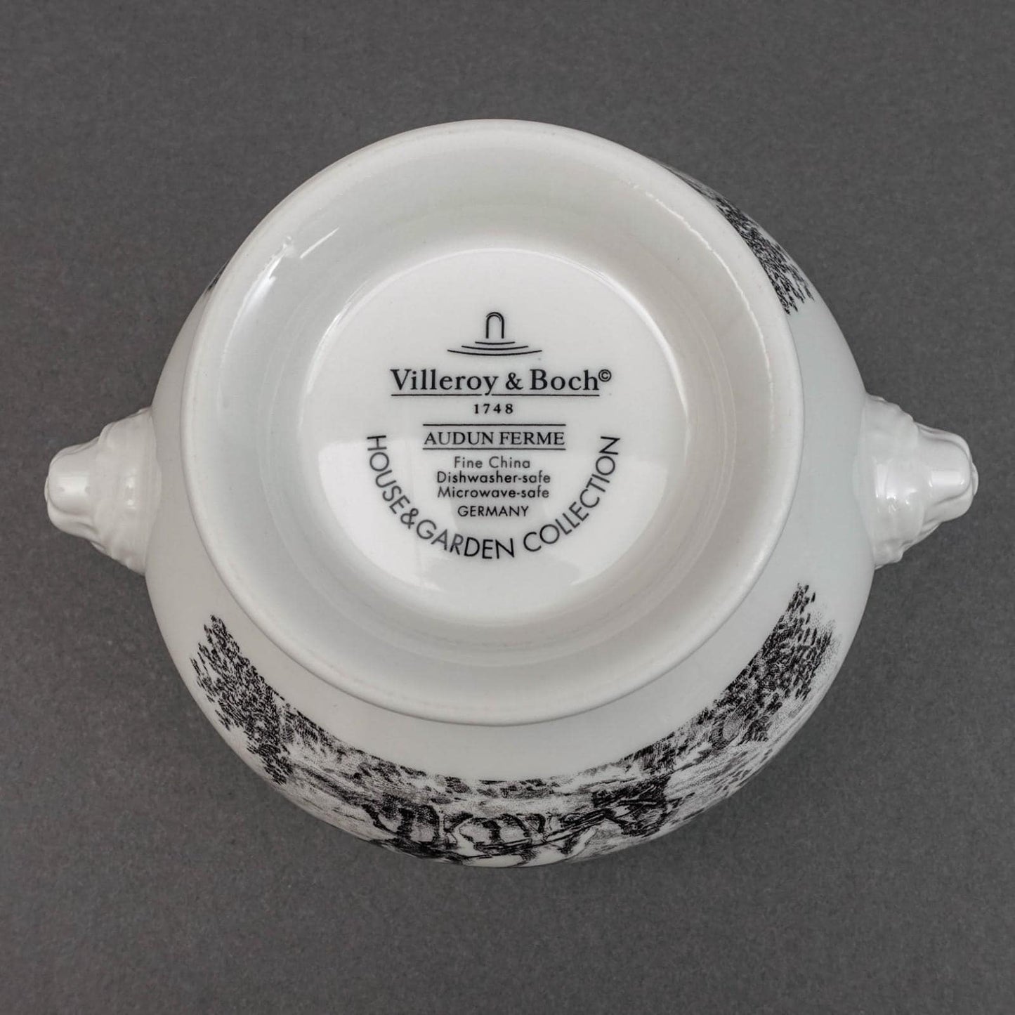 Villeroy & Boch Germany Audun Ferme Lion Head Handled Porcelain Soup Bowl