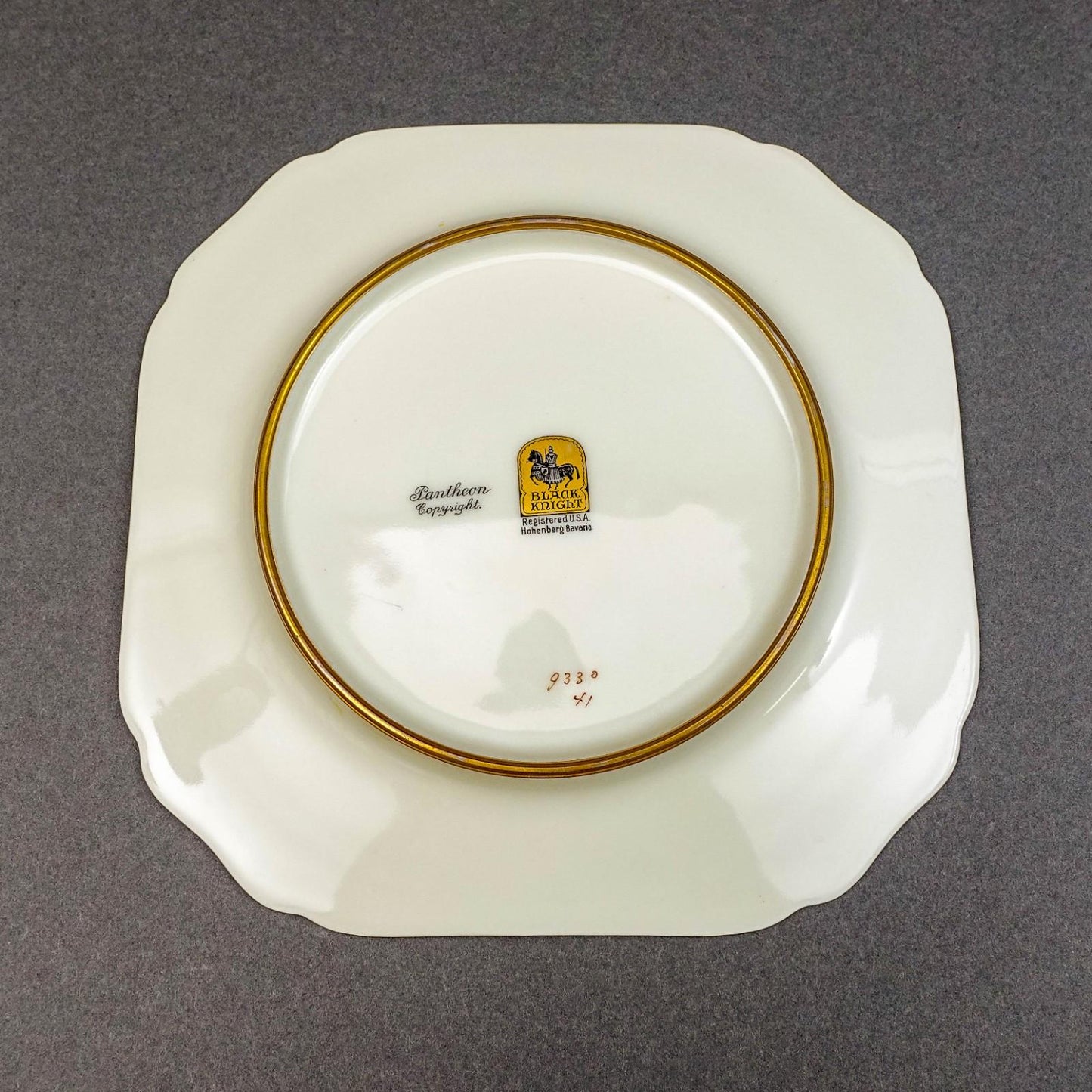Black Knight Hohenberg Pantheon Gold Rim 7 3/4" Square Salad Plate Set Of 4