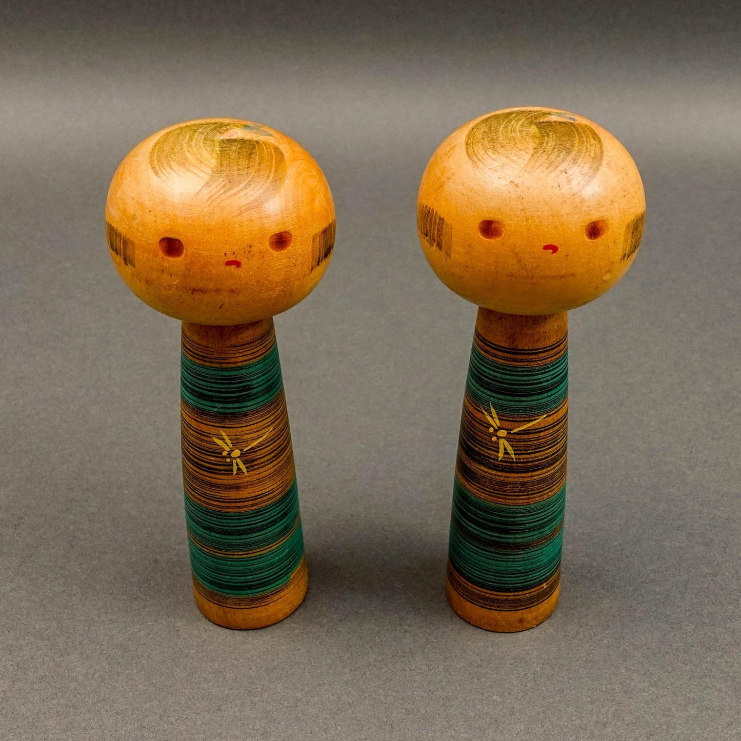Yamanaka Sanpei Japanese Pair Of Vintage Wood Sosaku Kokeshi Doll 6"