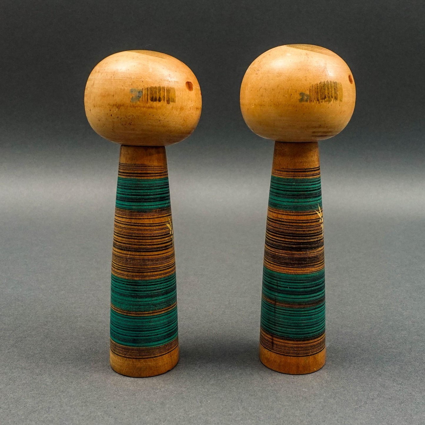 Yamanaka Sanpei Japanese Pair Of Vintage Wood Sosaku Kokeshi Doll 6"