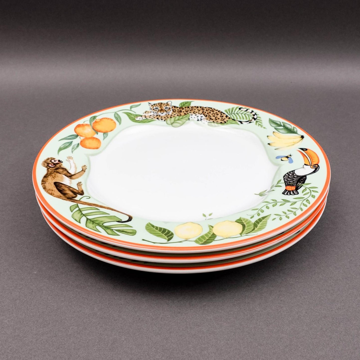 Lynn Chase Design Tropica Like Monkey Business Porcelain Dinner Plate Set Of 3
