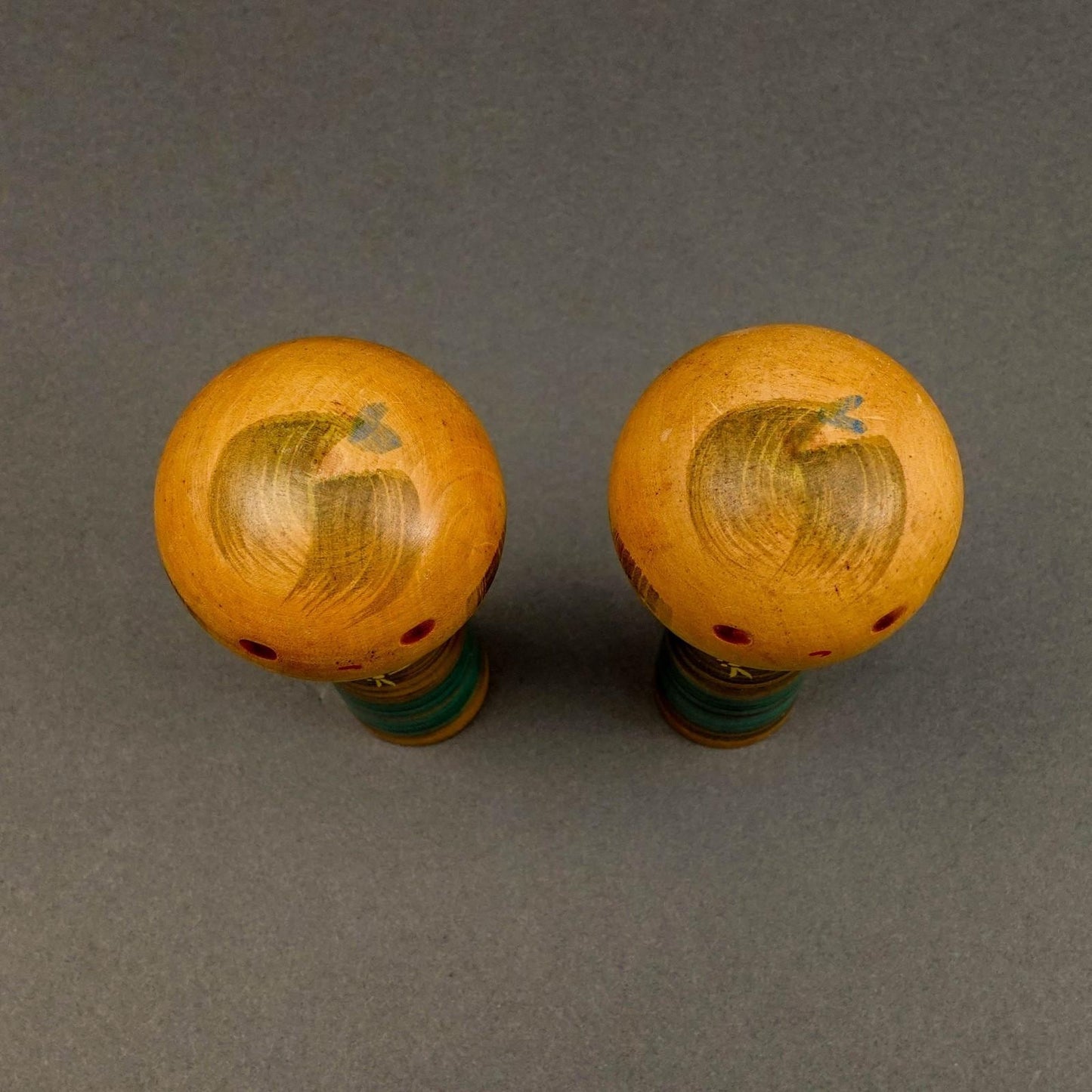 Yamanaka Sanpei Japanese Pair Of Vintage Wood Sosaku Kokeshi Doll 6"