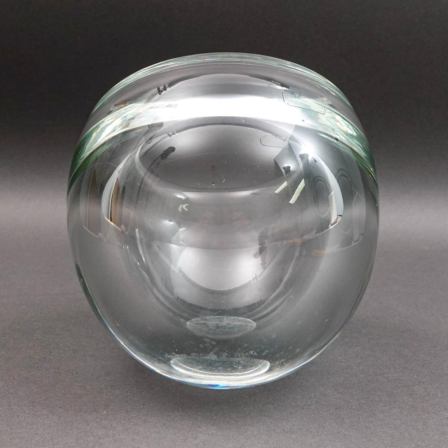 Barbini Murano For Oggetti Signed Tilted Angled Clear Art Glass Bowl Vase