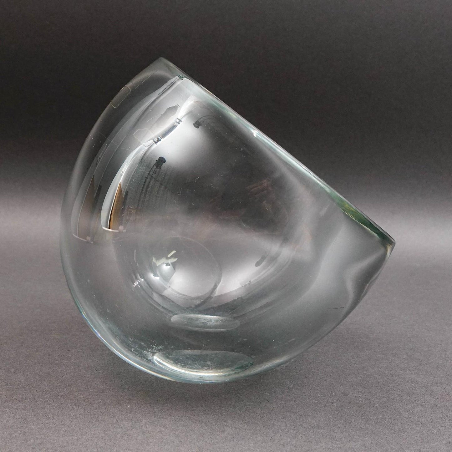Barbini Murano For Oggetti Signed Tilted Angled Clear Art Glass Bowl Vase