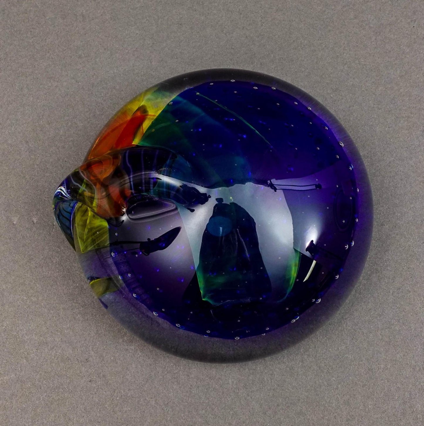 Seguso Viro SIgned Murano Italy Multi Color Art Glass Paperweight Sculpture