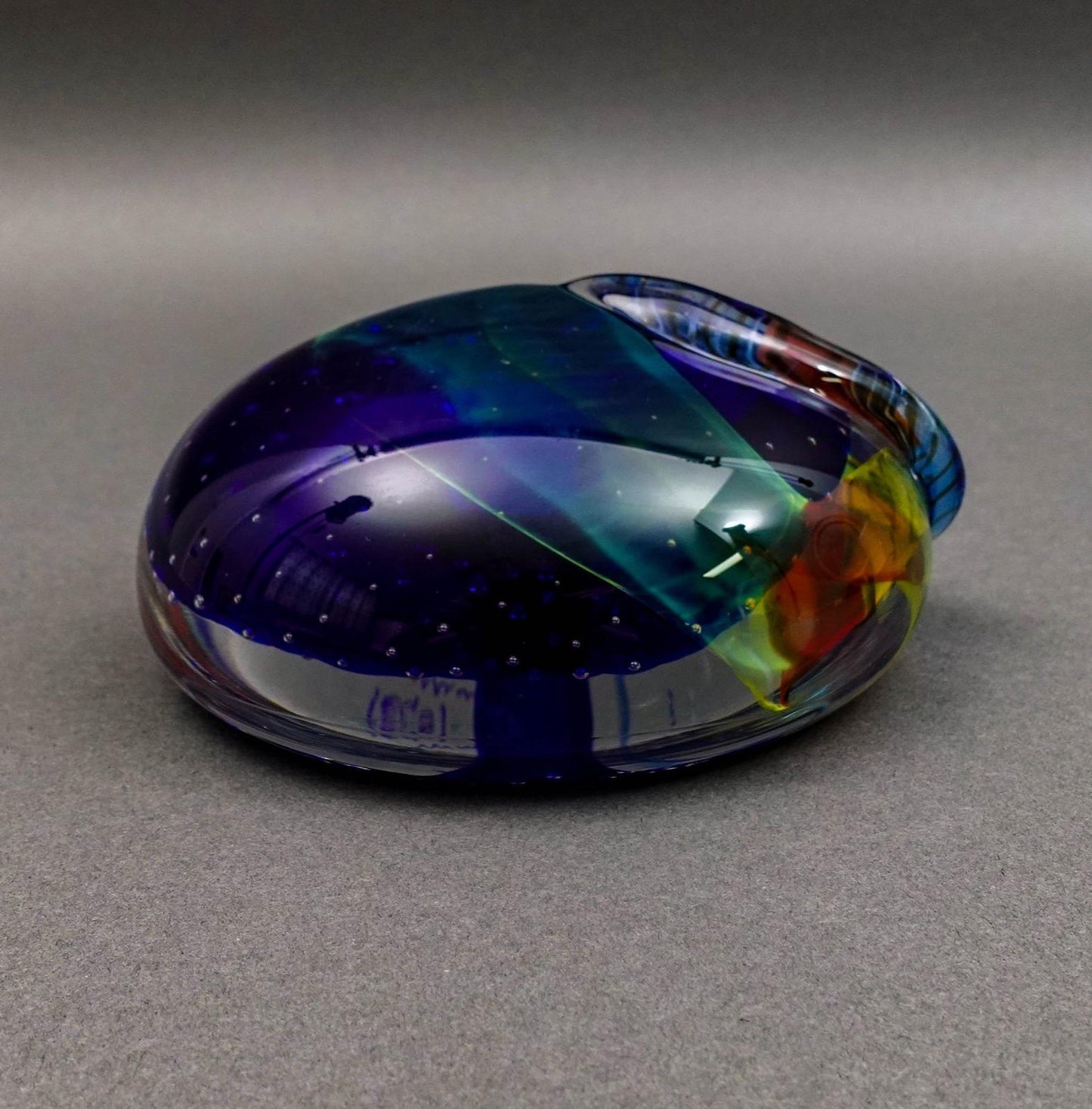 Seguso Viro SIgned Murano Italy Multi Color Art Glass Paperweight Sculpture