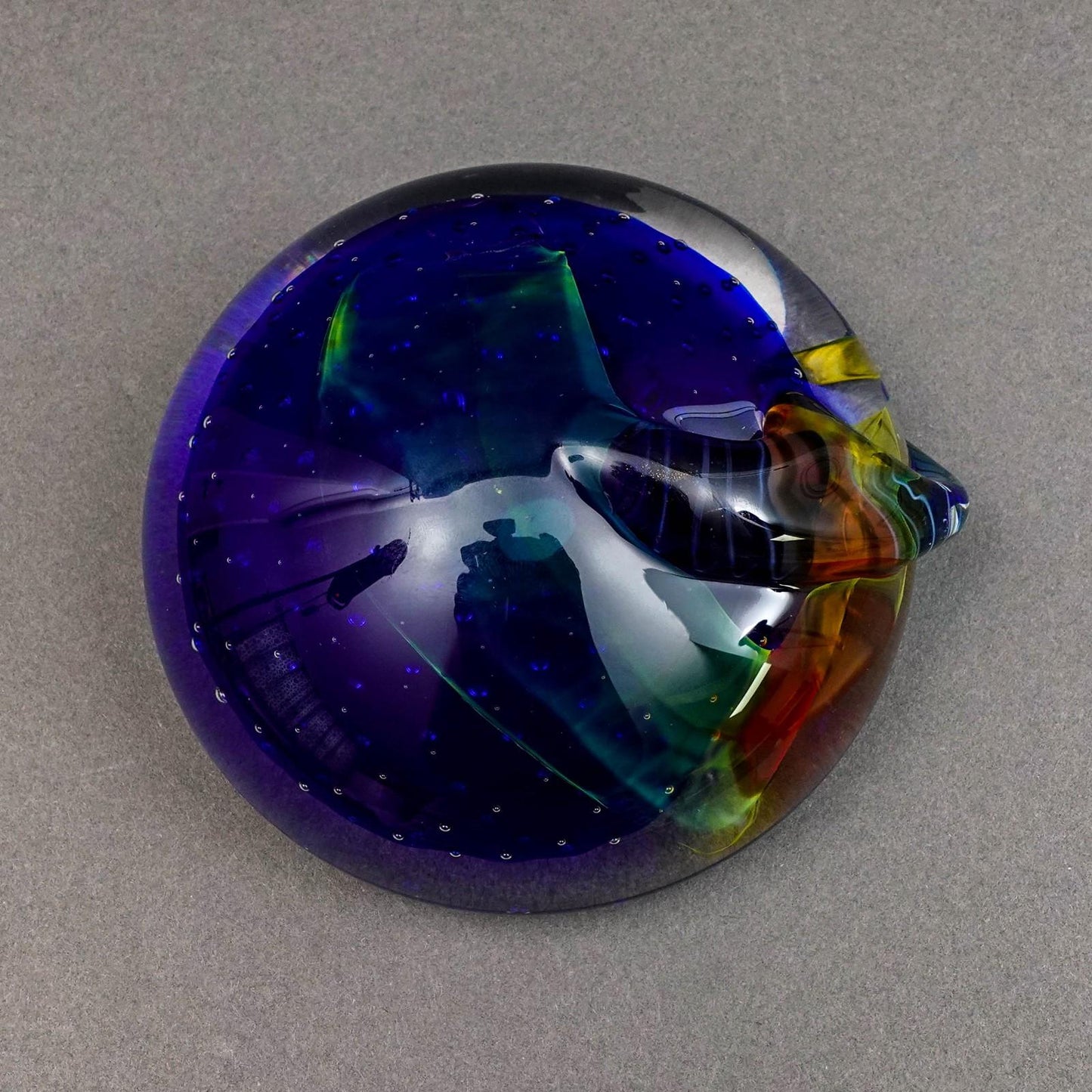 Seguso Viro SIgned Murano Italy Multi Color Art Glass Paperweight Sculpture